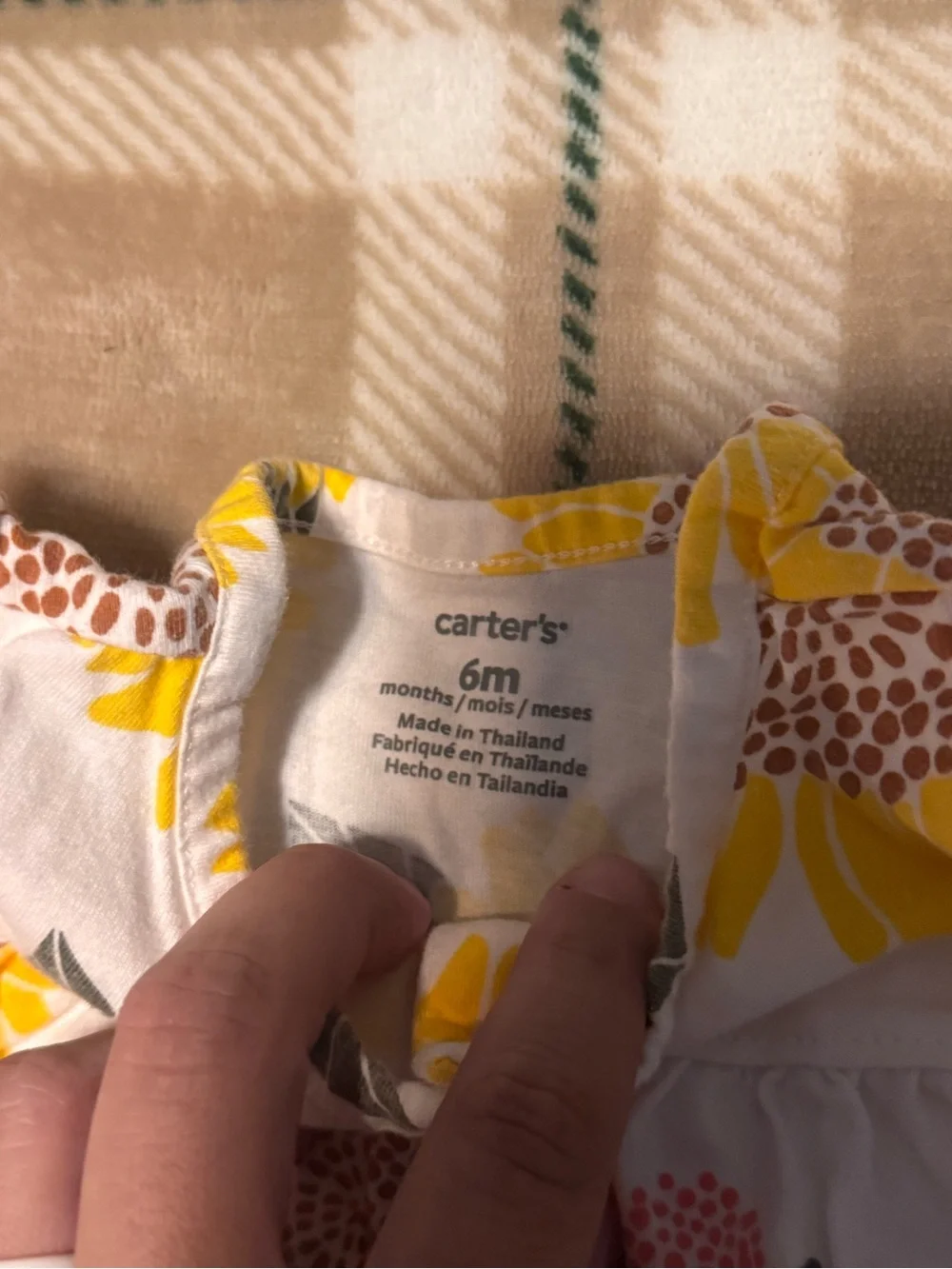 Carter's White Baby top with Yellow Sunflower Print